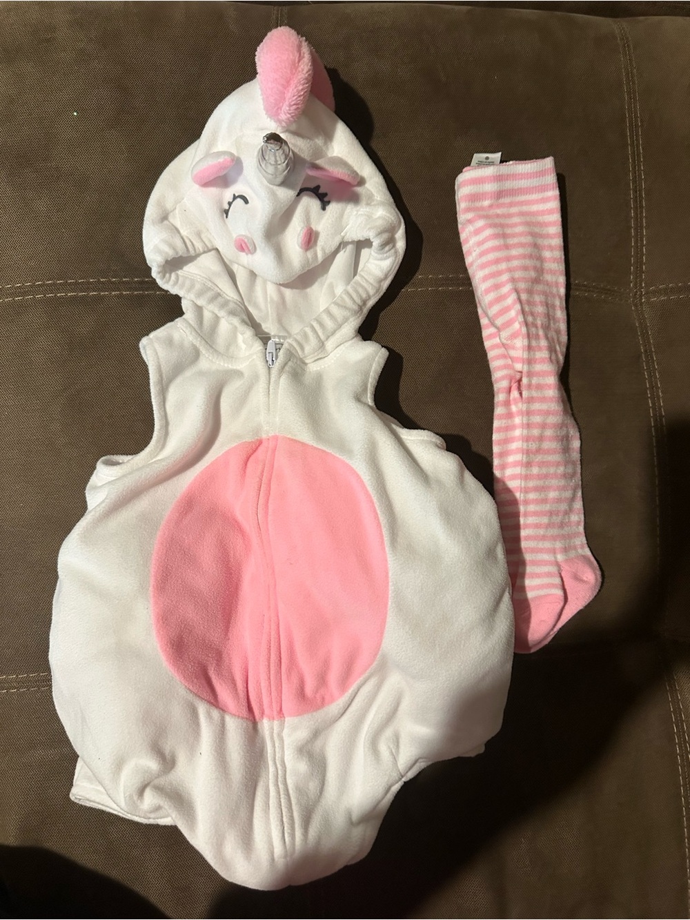 Carters Pink & White Unicorn One-Piece for Kids